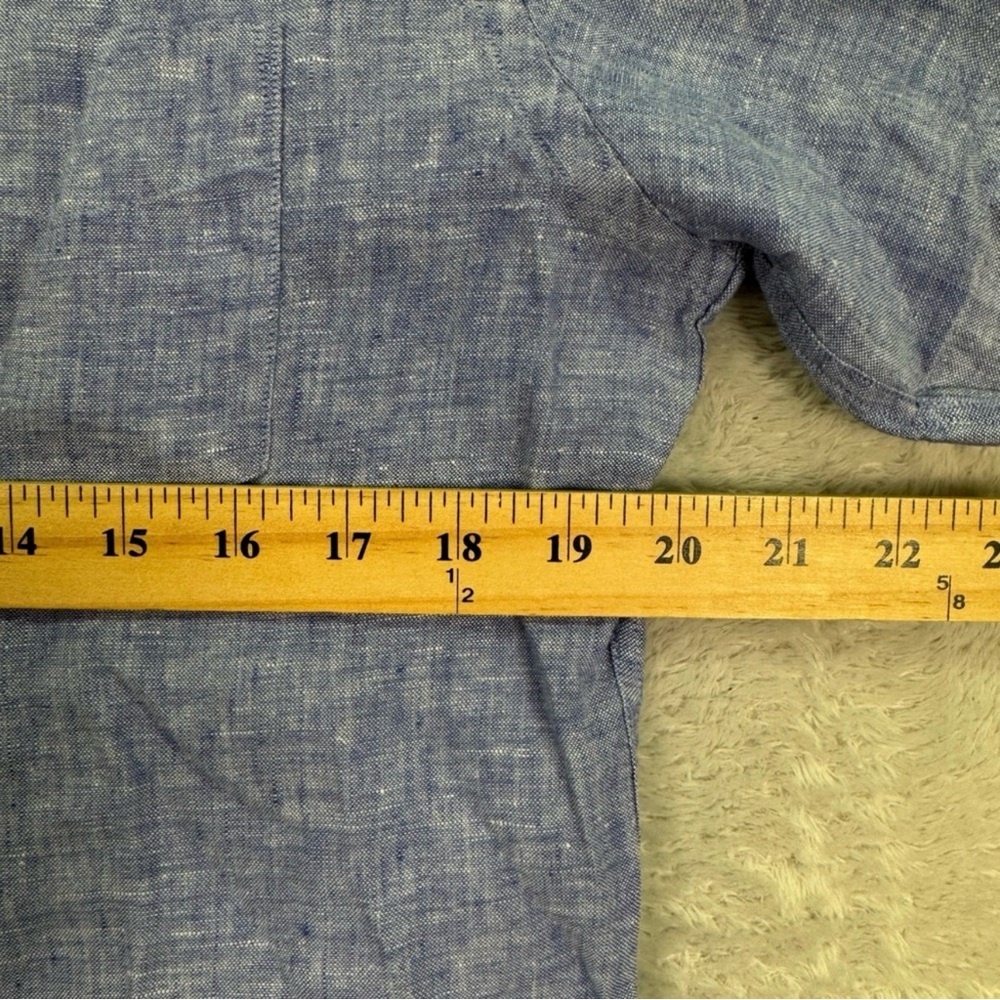 UNTUCKIT Slim Fit Valente WR Button Up 100% Linen Shirt Blue Mens Medium EUC - Picture 5 of 6